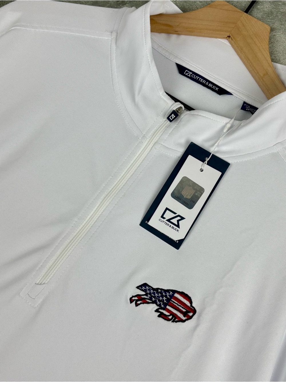 Cutter & Buck Men 2XB Virtue Eco Pique 1/4 Zip Pullover NFL Buffalo Bills NWT